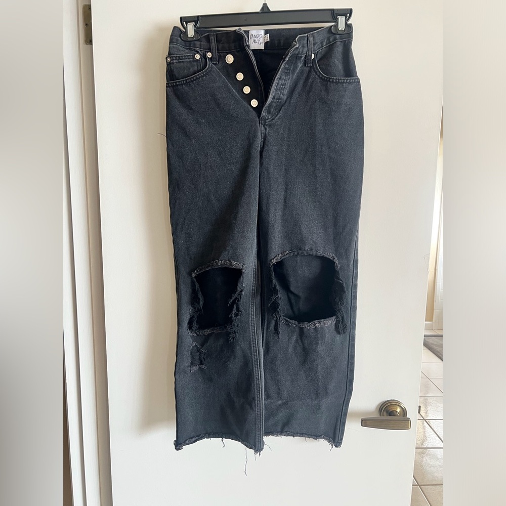 Princess Polly Women's Black Straight Jeans - Picture 3 of 4